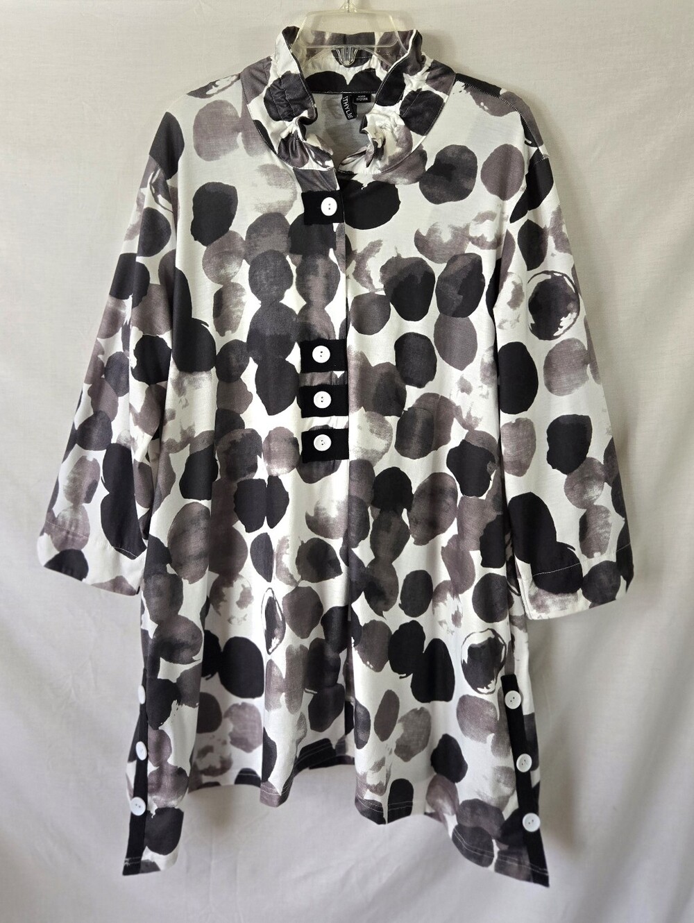 Ethyl Clothing Women's Watercolor Polka Dot Tunic Top With Pockets Size XXL